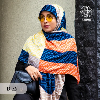 روسری ابریشم مودال چند رنگ فندی