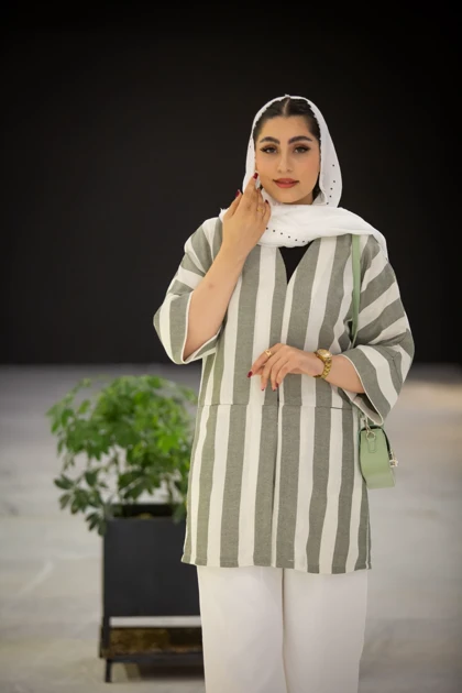 مانتو دوجیب نگار راه راه