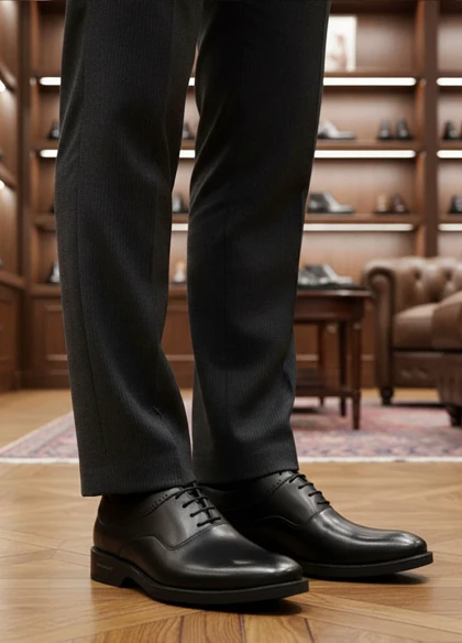 کفش رسمی بندی مردانه مدل sahand-مشکی