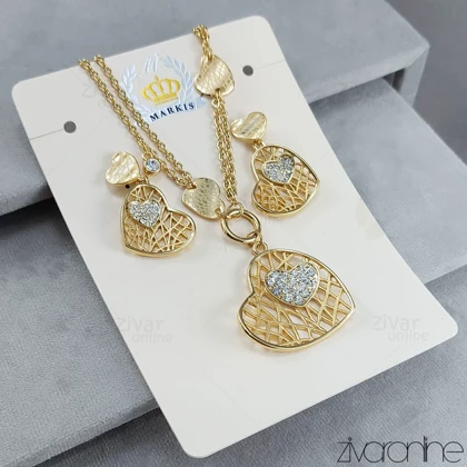 نیم ست طرح قلب طلایی مارکیز 10219