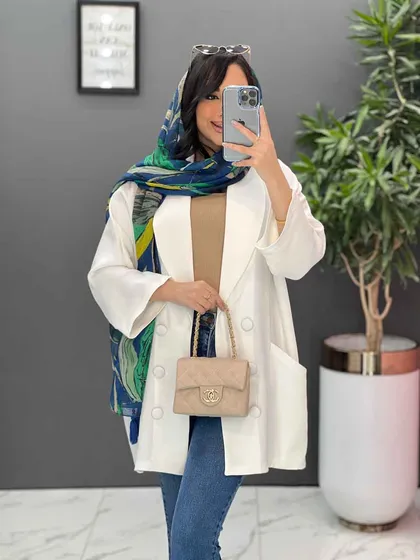 مانتو یقه آرشال آستین دودکمه