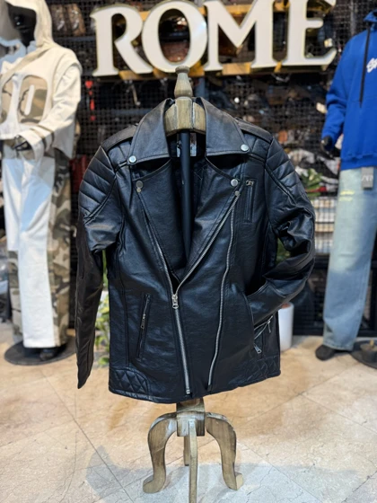 کاپشن چرم مصنوعی پلیسی ساده