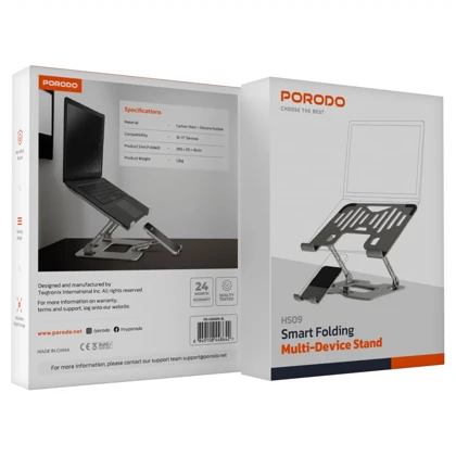 پایه لپ تاپ و موبایل پورودو Porodo مدل PDHSM09SL تاشو و قابل تنظیم