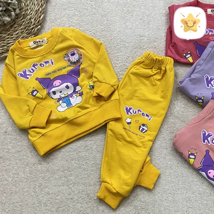 بلوز شلوار دخترانه پنبه برند DENIZمدل Kuromi چراغ دار 1 تا 2 سال