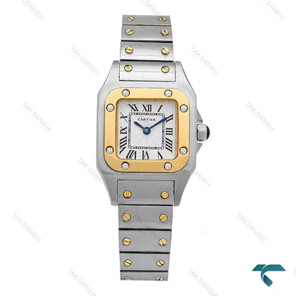 ساعت کارتیر سانتوس زنانه دورنگ طلایی اسمال Cartier-6862-L