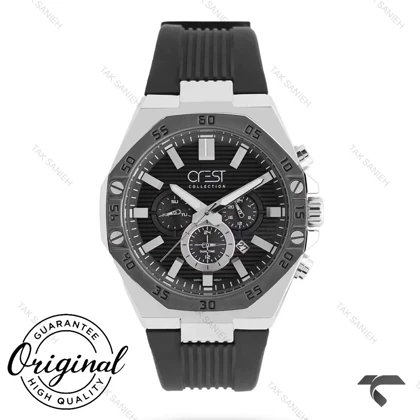 ساعت کرست مردانه 6322-2 صفحه مشکی بند مشکی Crest-11000-G