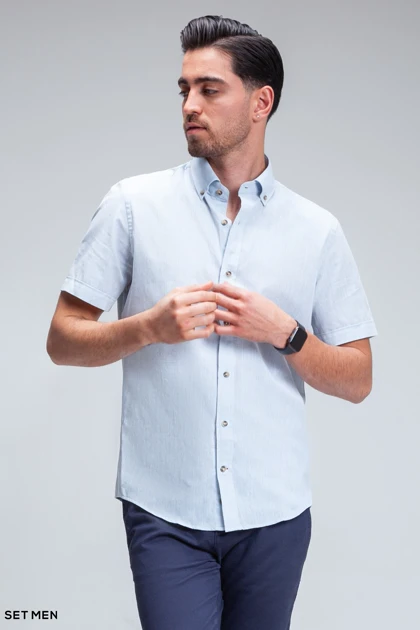 پیراهن مردانه آستین کوتاه لینن