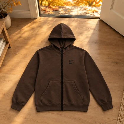 سویشرت دورس کلاهدار مردانه نایکی مدل Double Nike-قهوه ای