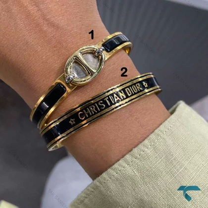 دستبند دیور مشکی طلایی Dior-8486-L