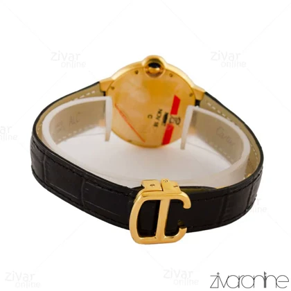 ساعت کارتیر بالن بلو بندچرم دورنگین طلایی 105266