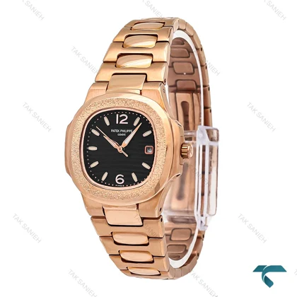 ساعت پتک فیلیپ زنانه رزگلد صفحه مشکی Patek-6600-L