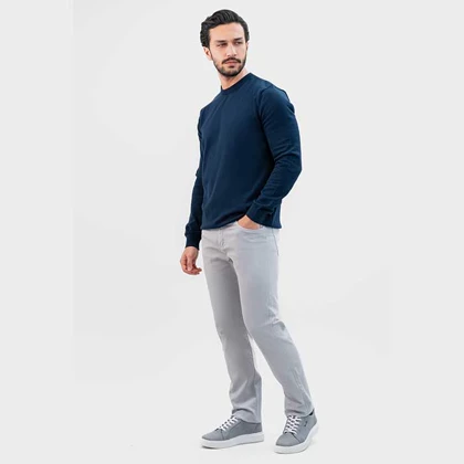 پلیور بافت اسلیم فیت یقه گرد مردانه - 03252354