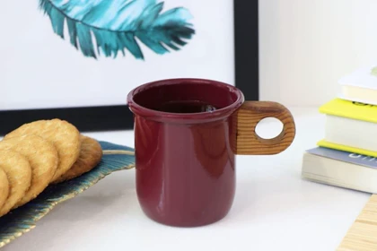 لیوان لعابی دسته چوبی 350 میل