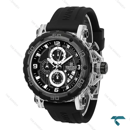 ساعت مردانه نیوی فورس NF7123 سه موتوره مشکی قاب شیشه ای NaviForce-7733-G