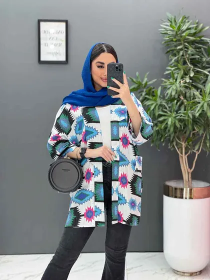 مانتو نخی طرح دار کوک دوزی