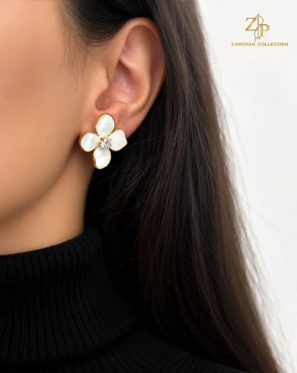 گوشواره زنانه استیل گل چهار پر