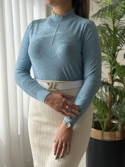 بافت یقه تور وارداتی کد2261