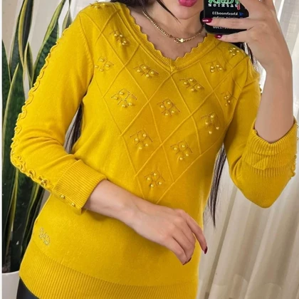 بلوز بافت گپ زنانه ترک مرواریدی