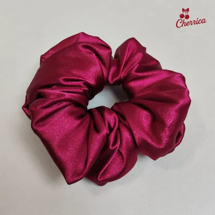 کش اسکرانچی ساتن سایز بزرگ زرشکی کد 112