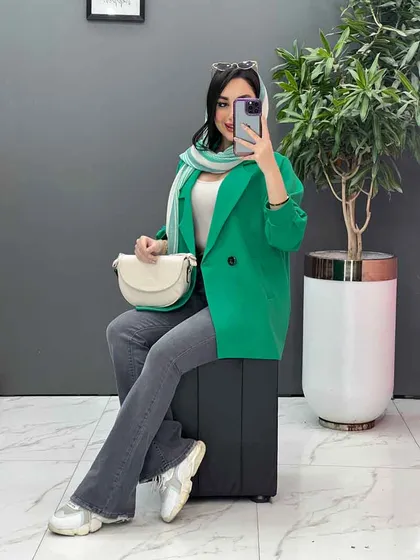 مانتو مازراتی دودکمه یقه نامتقارن
