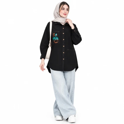 مانتو کتان زنانه طرح کاکتوس گلدوزی