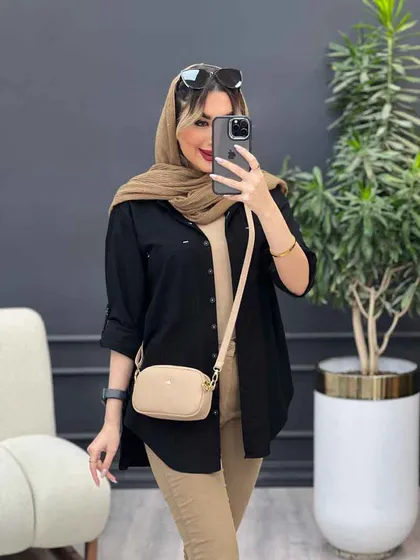 مانتو لینن رنگی بغل پنج دکمه
