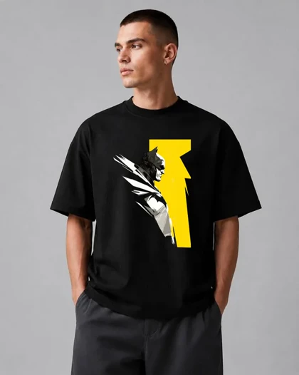 تیشرت باکسی مشکی طرح شوالیه تاریکی بتمن Dark Knight Shadow Graphic Tee