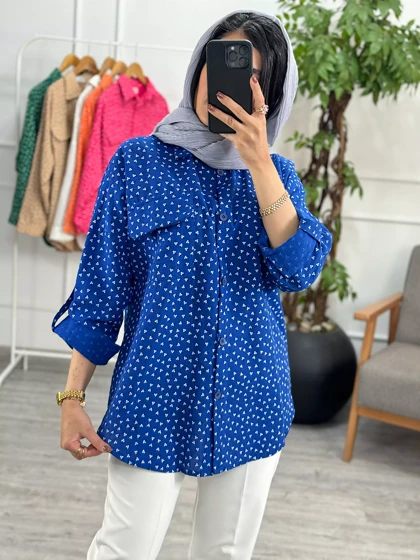 شومیز مانتویی گلی