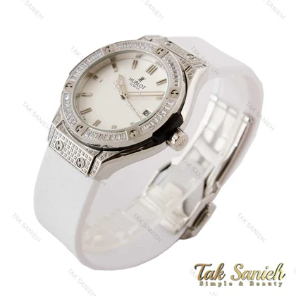 ساعت هابلوت زنانه سفید تمام نگین نقره ای Hublot-4151-L