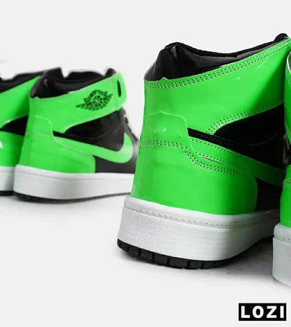 کفش کتانی مردانه و زنانه ساق‌دار مشکی سبز NIKE jordan 1