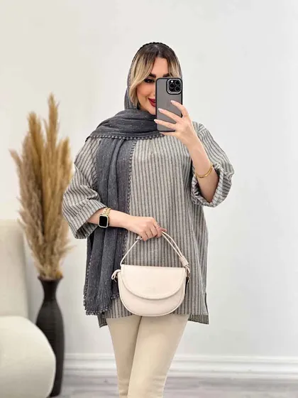 مانتو یقه چاک آستین پاکتی