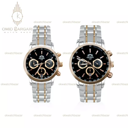 ساعت مچی اورینت کورنوگراف صفحه مشکی سیلورطلایی Orient VIP