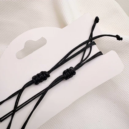 ست دستبند دو نفره مدل «صبر» | با پلاک مشکی و حکاکی نقره‌ای