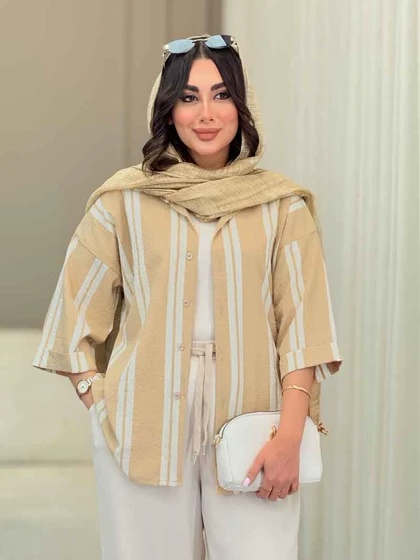 شومیز آستین پاکتی طرح راه راه