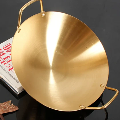 تابه سرو گود دسته دار طلایی در دو سایز