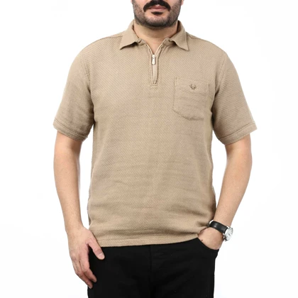 پولوشرت نیم زیپ حصیری مردانه مدل 6511643