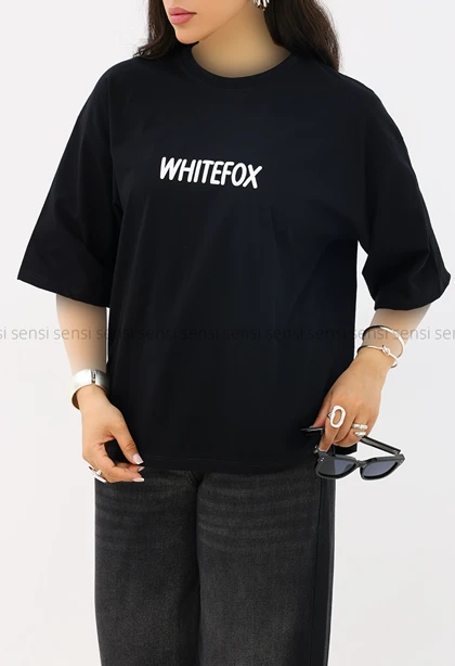 تیشرت باکسی چاپیwhite-foxکد1006300