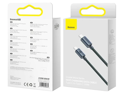 کابل سوپر فست شارژ دوسر تایپ‌سی 1.2 متری 100 وات بیسوس Baseus Type C to Type C fast charging cable 100W CAJY000601