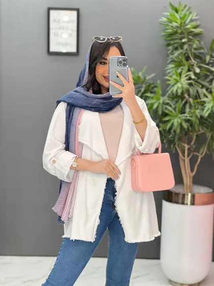 مانتو کتان یقه آمریکایی