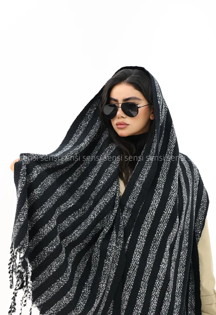 شال موهر پشمی چهار خونه کد1004420