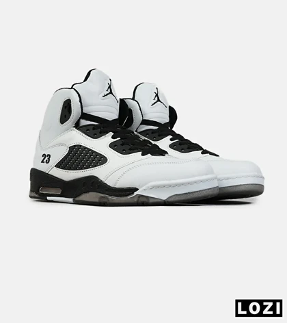 کتانی ساق‌دار مردانه سفید مشکی Nike air jordan 5 مدل 8294