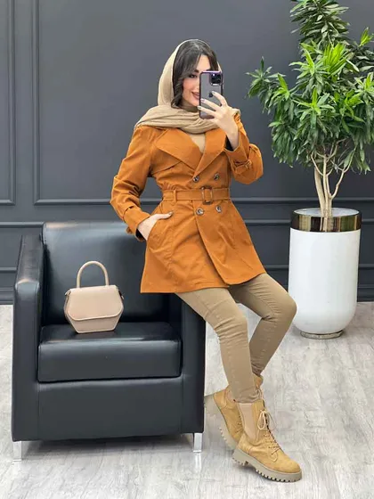 بارانی چهاردکمه آستین سگک