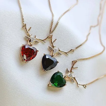 گردنبند نگین‌دار طرح گوزن برند ژوپینگ