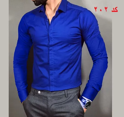 پیراهن مردانه ساده رنگ آبی