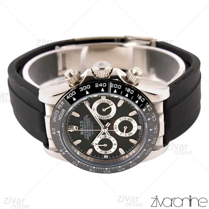 ساعت رولکس دیتونا مردانه سه موتوره نقره ای مشکی بند رابر 102579