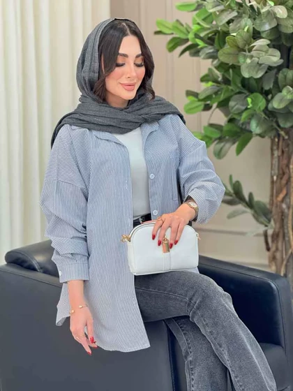 مانتو راه راه تک جیب مهلا