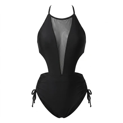 مایو مونوکینی Cupshe مدل Mesh Cutout & Ruched – طراحی مدرن با جزئیات بندکشی و پنل توری