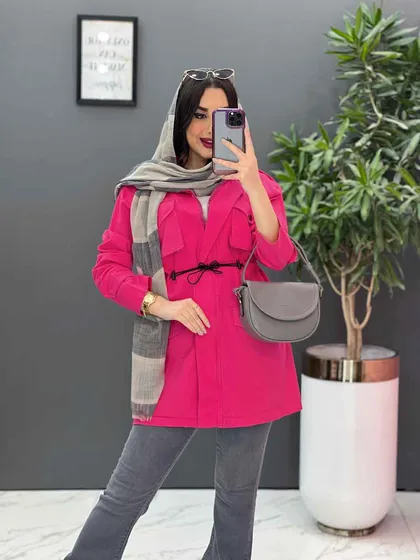 مانتو کتان کمرگت سرشونه پاگن
