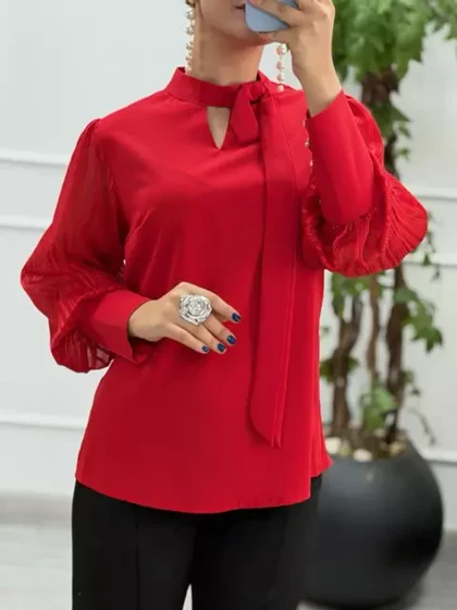 شومیز یقه کراواتی