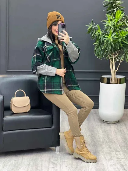 شکت چهارخونه ترکیبی آستین دورس